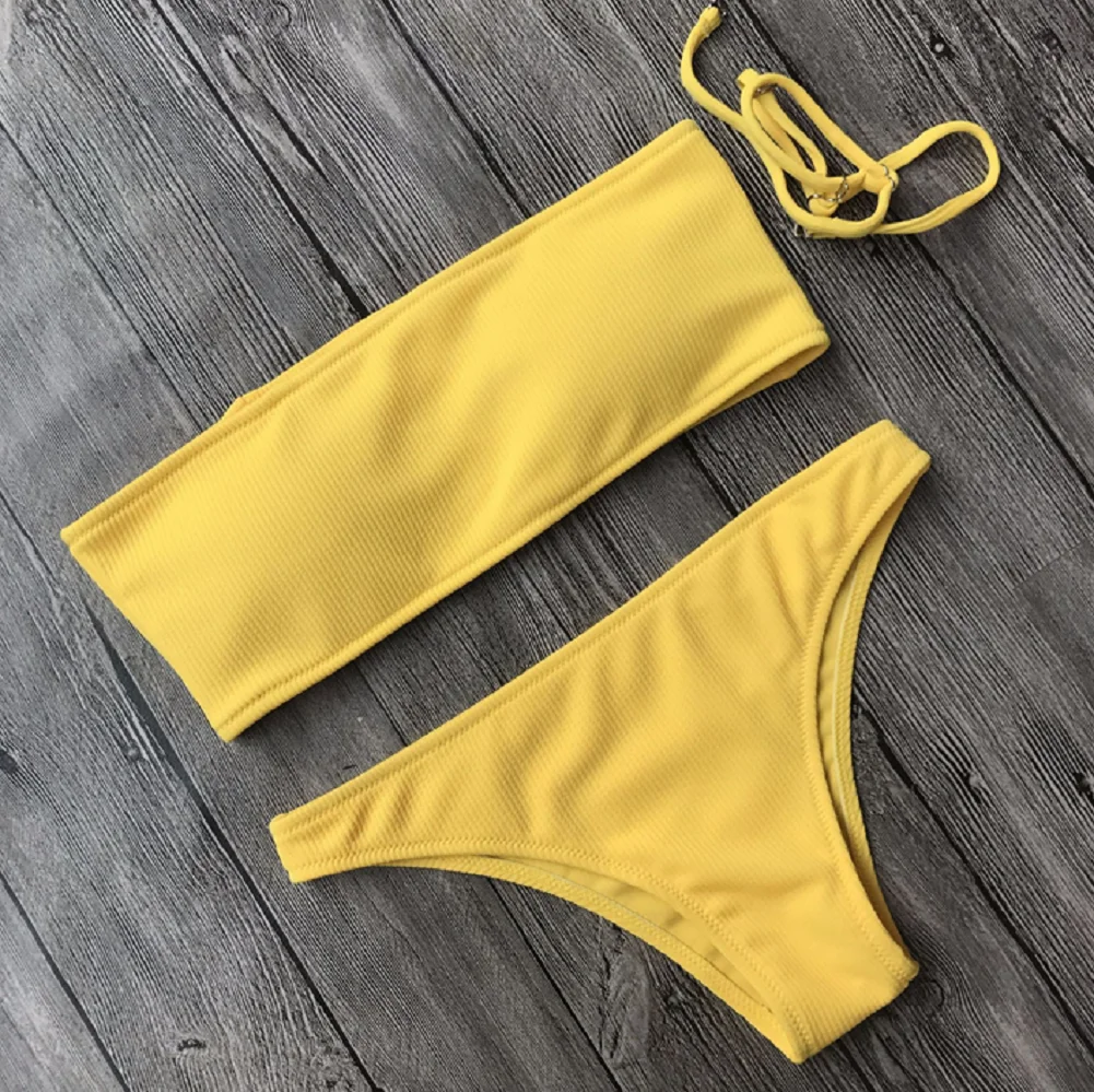 Лидер продаж летний женский бюстгальтер с чашками пуш-ап Бандажное бикини