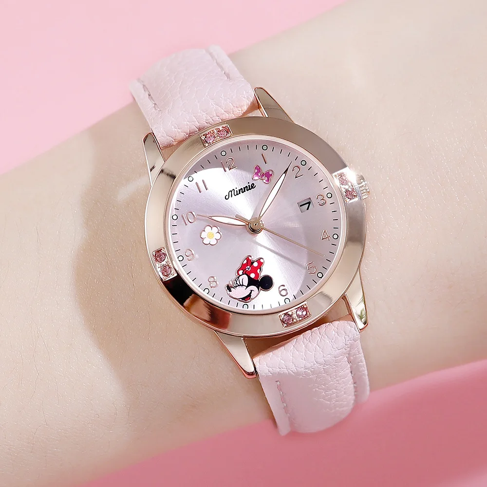 

Disney Minnie Watch Donald Duck Fashion Trend Quartz Watch Middle School Student Belt Girl Children Women's Watch