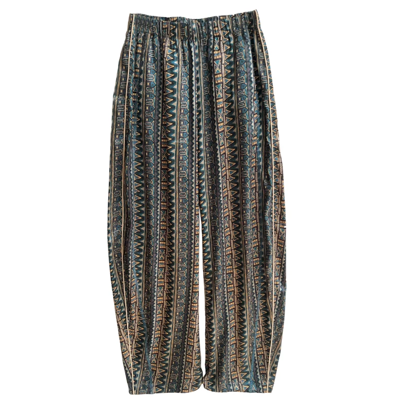 

Bohemian style loose trousers high waist straight wide leg pants women's vacation leisure trousers 2021 summer new products