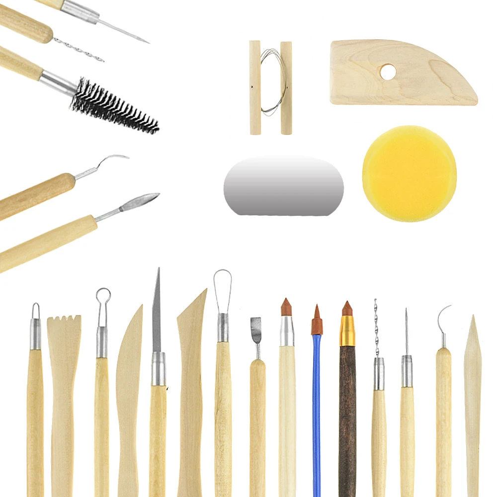 Kit para esculpir arcilla, herramienta para esculpir arcilla, mango de madera, herramientas para modelar arcilla, 52/51/43/42 Uds.-3