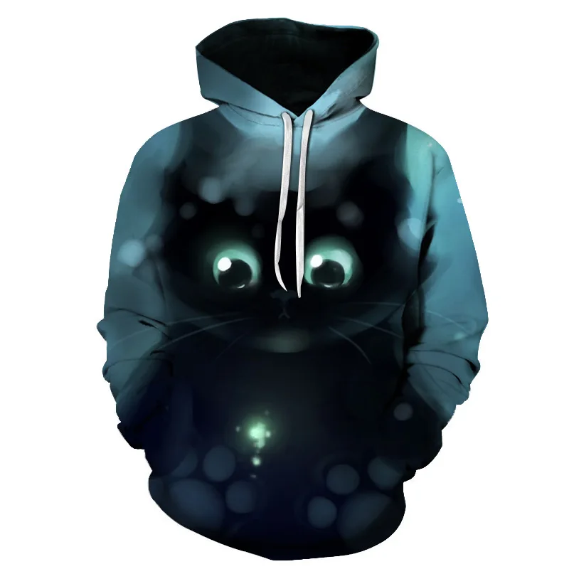 

Kawaii Cat 3D Printed Men's Fleece Hoodie Harajuku Retro Street Casual Large Sweatshirt Korean Men's Fashion Clothing Soft Fit