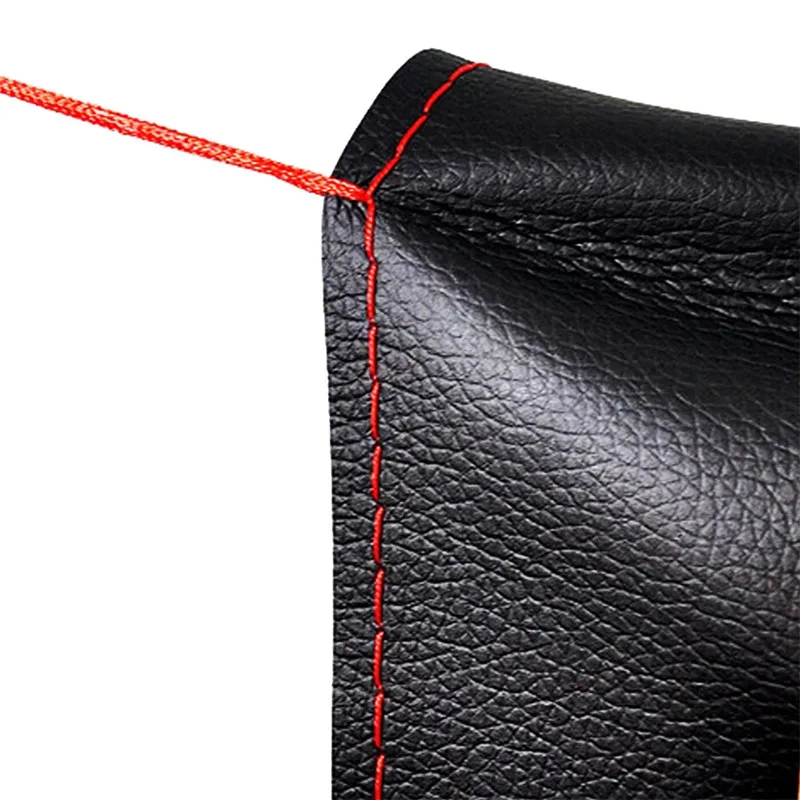

Red PU Leather DIY Car Steering Wheel Cover Auto Steering Wheel Protect Cover Car Interior Accessories with Needles and Thread
