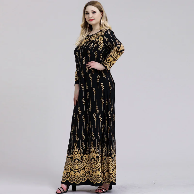 Платье женское, оверсайз, с длинным рукавом, юбка с принтом в арабском дубайском стиле, на весну и лето, 2021