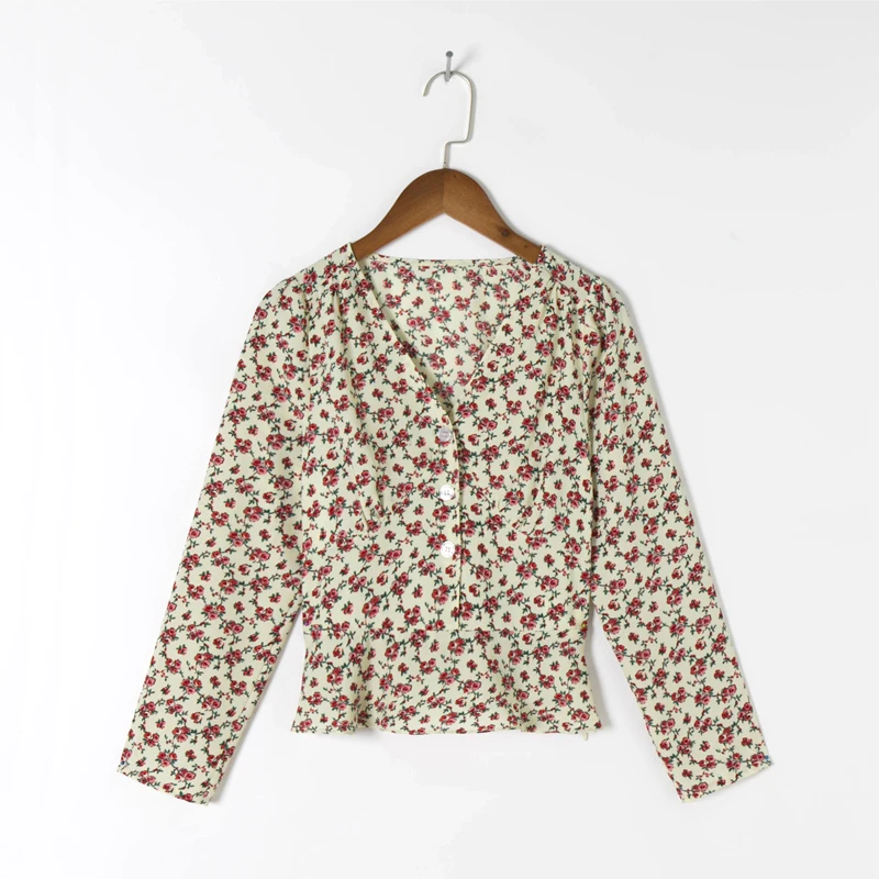 Женская Повседневная рубашка летняя приталенная с V-образным вырезом и длинным