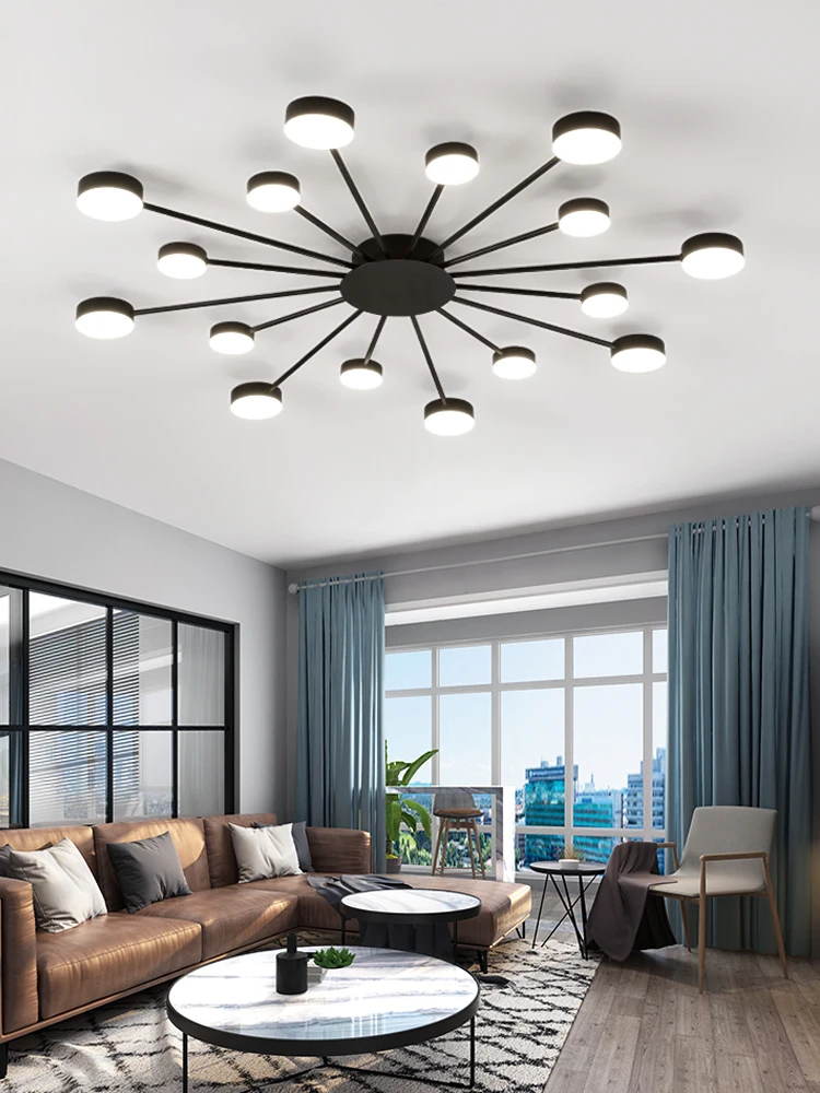 Lámpara LED de techo moderna para sala de estar, iluminación nórdica para decoración del hogar, dormitorio, cocina, luces interiores doradas/negras