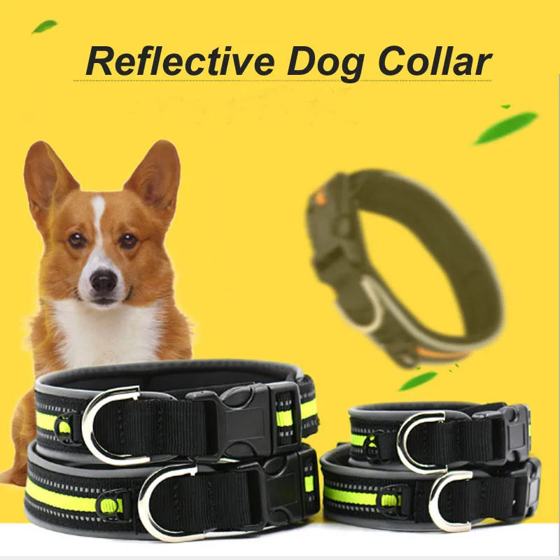 Регулируемый светоотражающий нейлоновый ошейник для собак ночной уличный