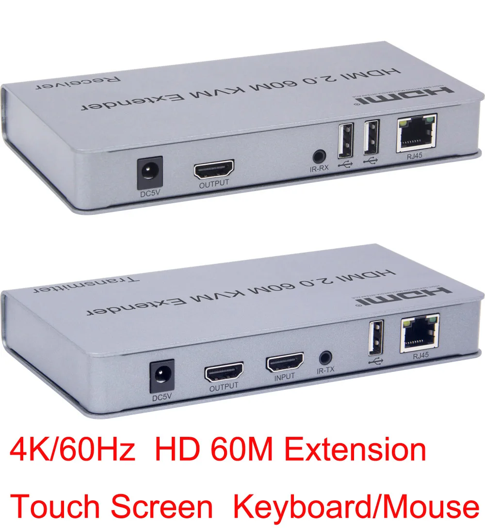 4K 60 Гц HDMI 2 0 USB KVM м удлинитель приемник передатчик конвертер через RJ45 Ethernet CAT 5e 6 6E