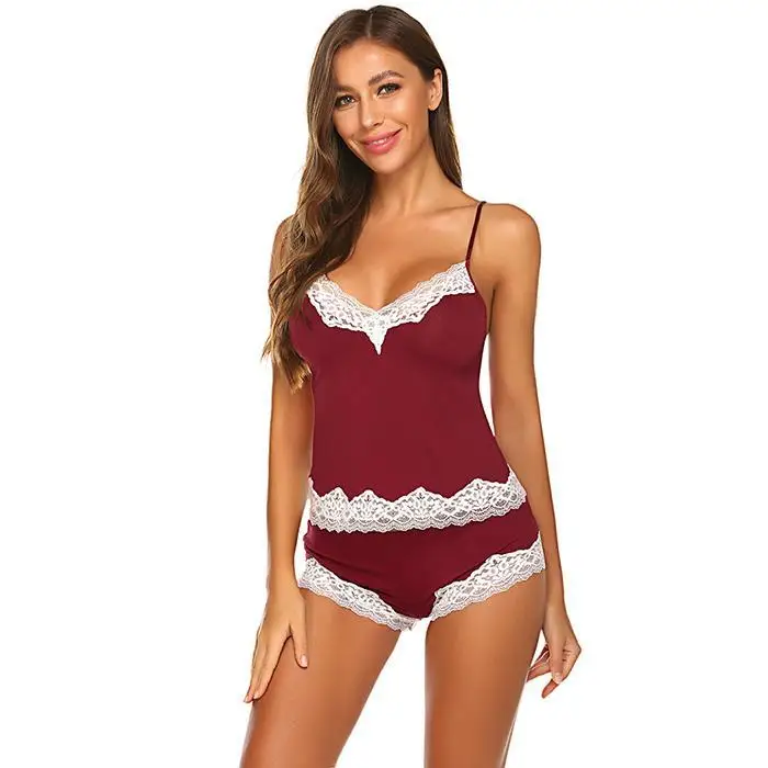 Ekouaer женская летняя пижама сексуальная пижама Loungewear кружевная Лоскутная Сексуальная Спагетти ремень белье пижамный комплект