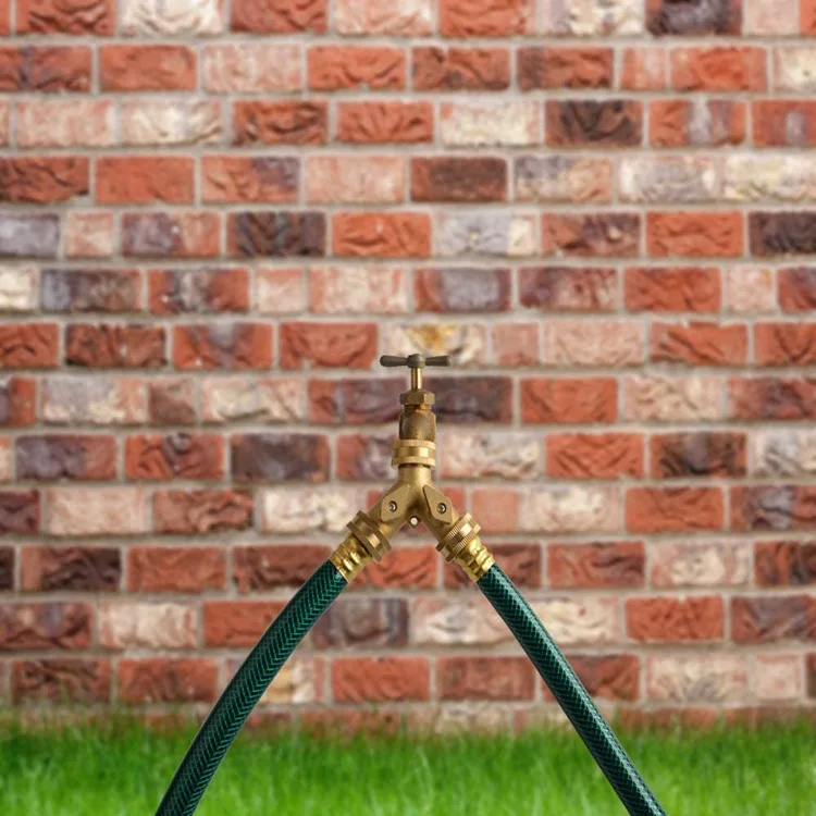 

Brass Hose Splitter 2 Way US/EU Garden Shut Off Y Valve Water Hose Connector Splitter for Garden Lawn Irrigation Watering