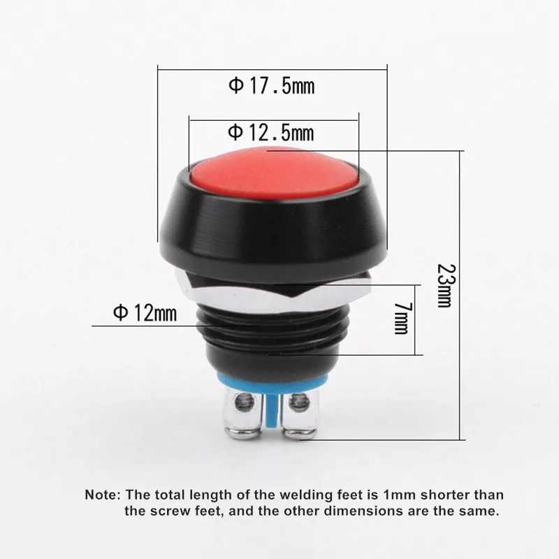 2PCS 12mm3A Metal Button Switch Full Oxygen Color Large Head Mini Round IK09 IP66 Waterproof Self Reset Small | Лампы и освещение