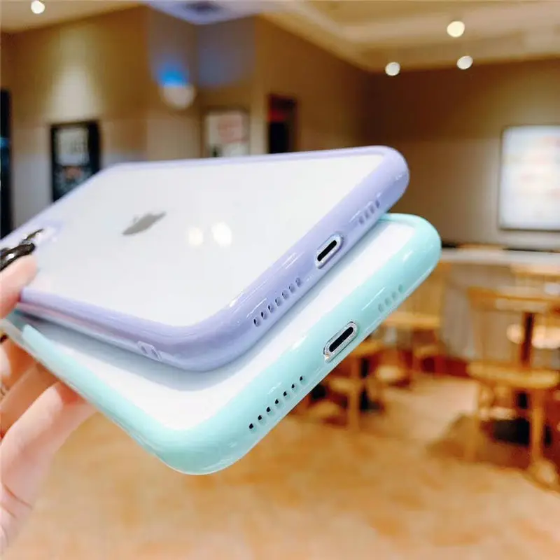 

Shockproof Candy Color Bumper Phone Case For iPhone 12 SE 2020 11 11Pro Max XR XS Max X 7 8 Plus 11Pro Transparent Soft Acrylic