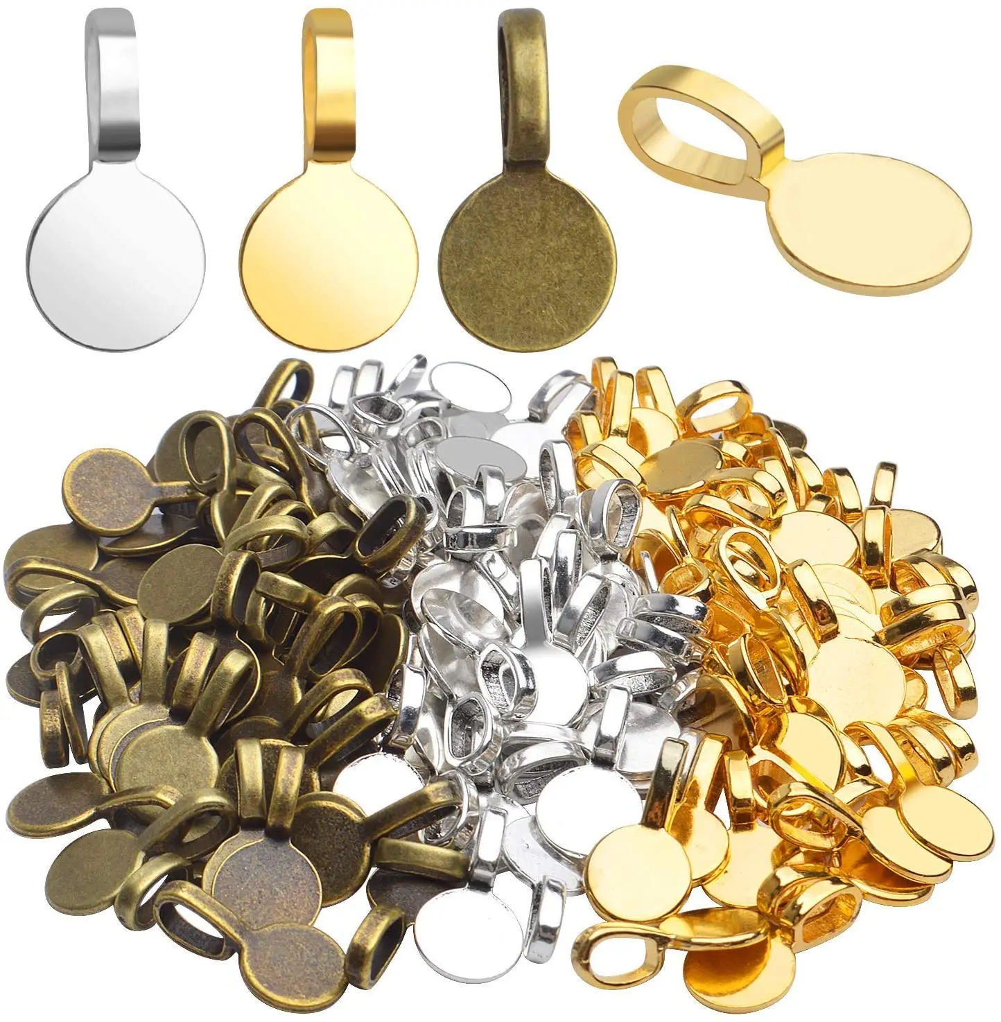 

Круглые клейкие кабошоны для подвесок, 3 цвета, 150 шт.