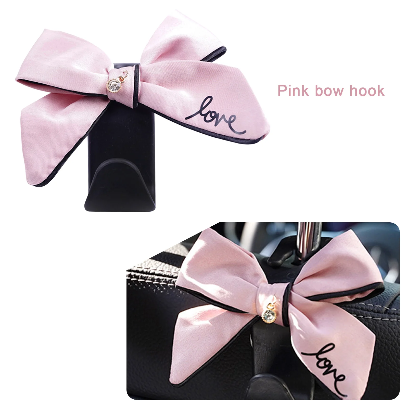 

Cute Bowknot Car Seat Back Storage Hooks Vehicle Headrest Organizer Hanger For Groceries Bag Car Interior Accessories 4 Colors
