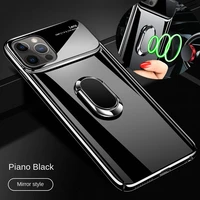 luxury hard pc case for iphone 11 12 pro xs max case magnetic holder cover for iphone 12 mini xr x 6 7 8 plus se 2020 with ring