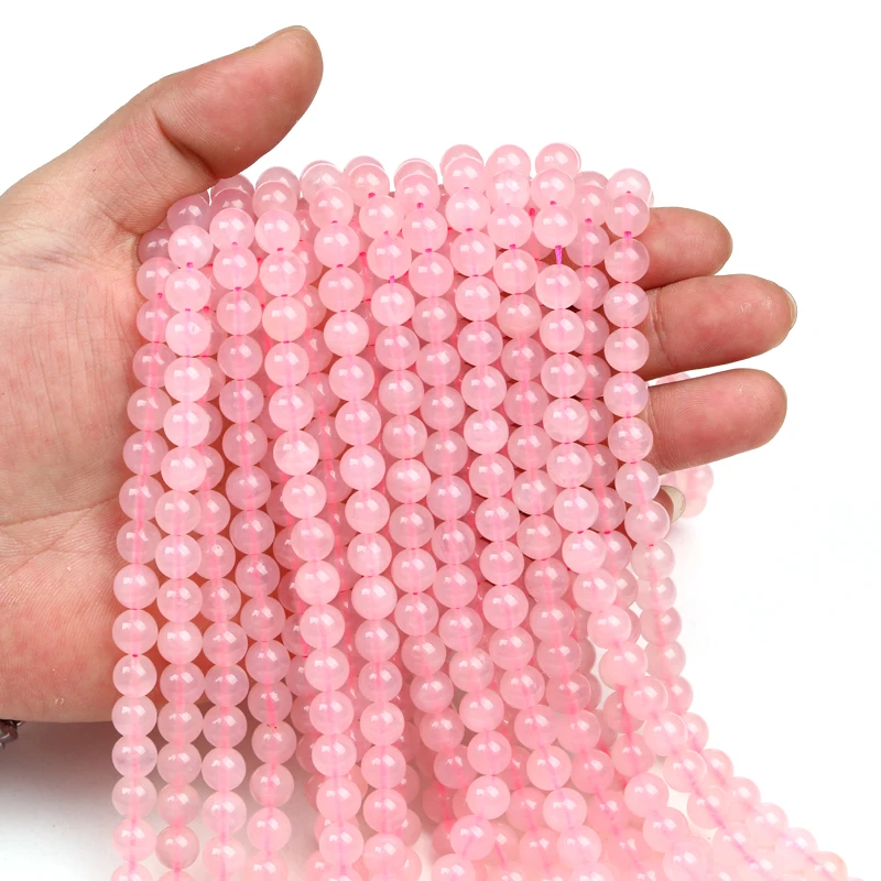

Natural Quartz Round Loose Pink Crystal Stone Beads For Jewelry Making DIY Women Bracelet Necklace 4 6 8 10 mm 15 inch