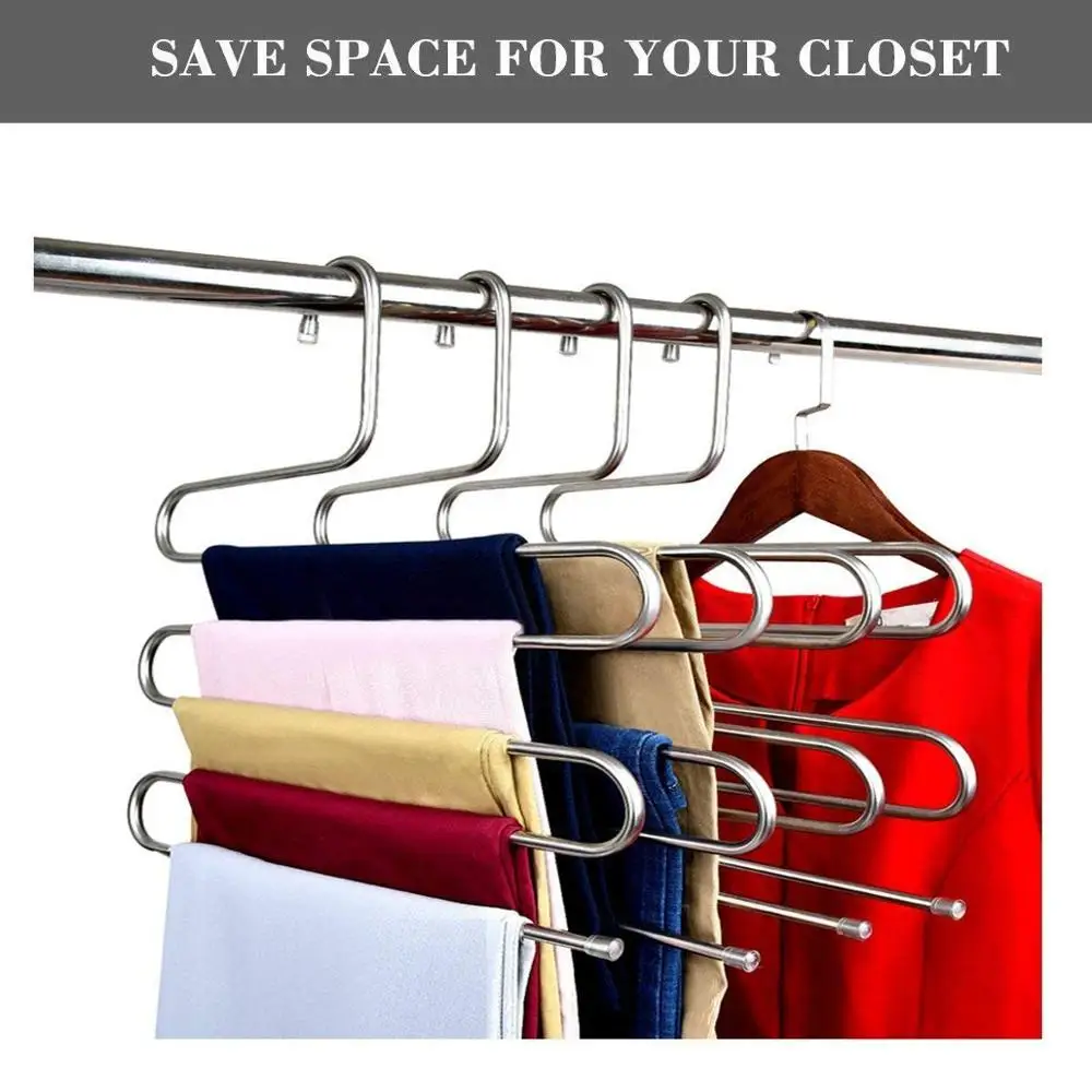 4 шт сделанных из нержавеющей стали s типа 5 слоев одежды Вешалки для ремней