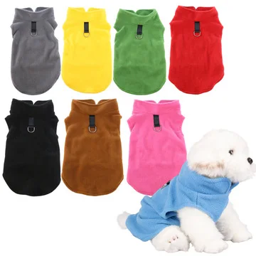 

Dog Vest Soft Casual Fleece Clothes for Small Dogs Solid Color Dog T-shirt With Dog Harness Leash D-Ring Chihuahua Yorks Coat