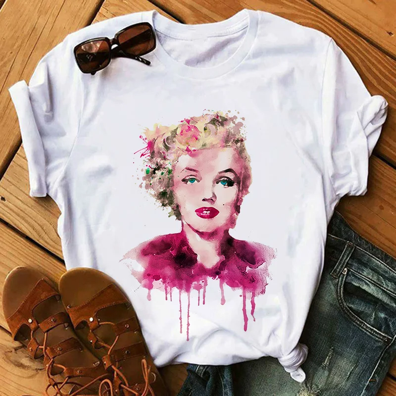 Женская футболка с графическим принтом Marilyn Monroe белые топы Повседневная новая