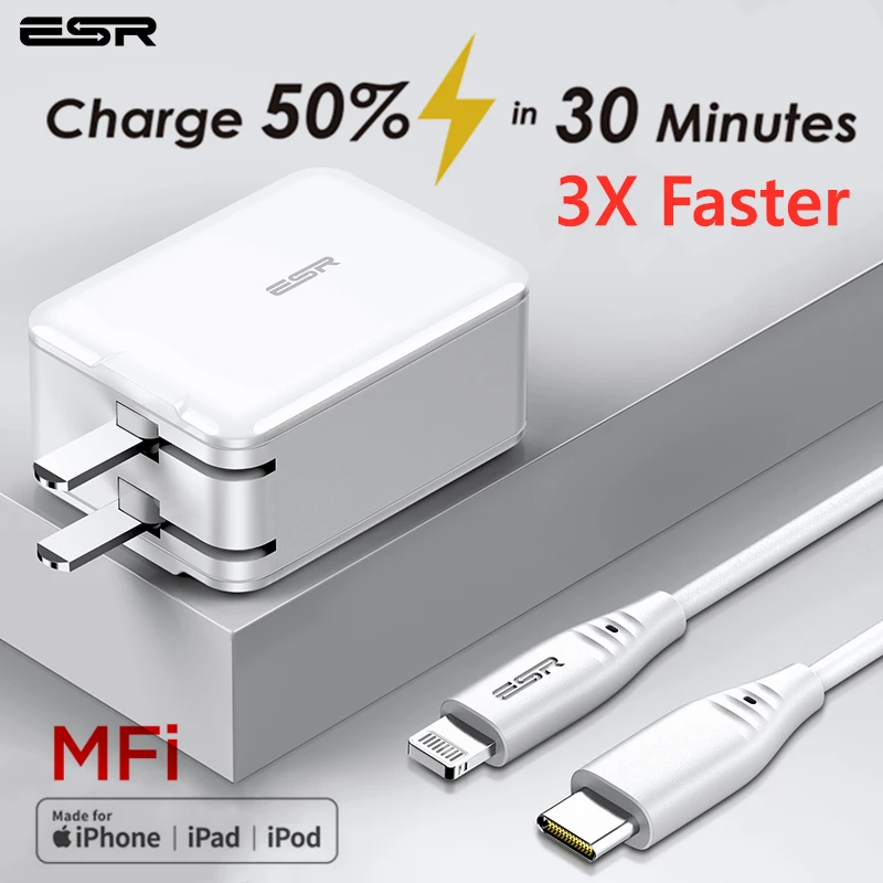 ESR USB C быстрое зарядное устройство 18 Вт с настенной вилкой для путешествий быстрое зарядное устройство type C type-c PD для iPhone 11 X XR XS Max iPad Pro EU US UK