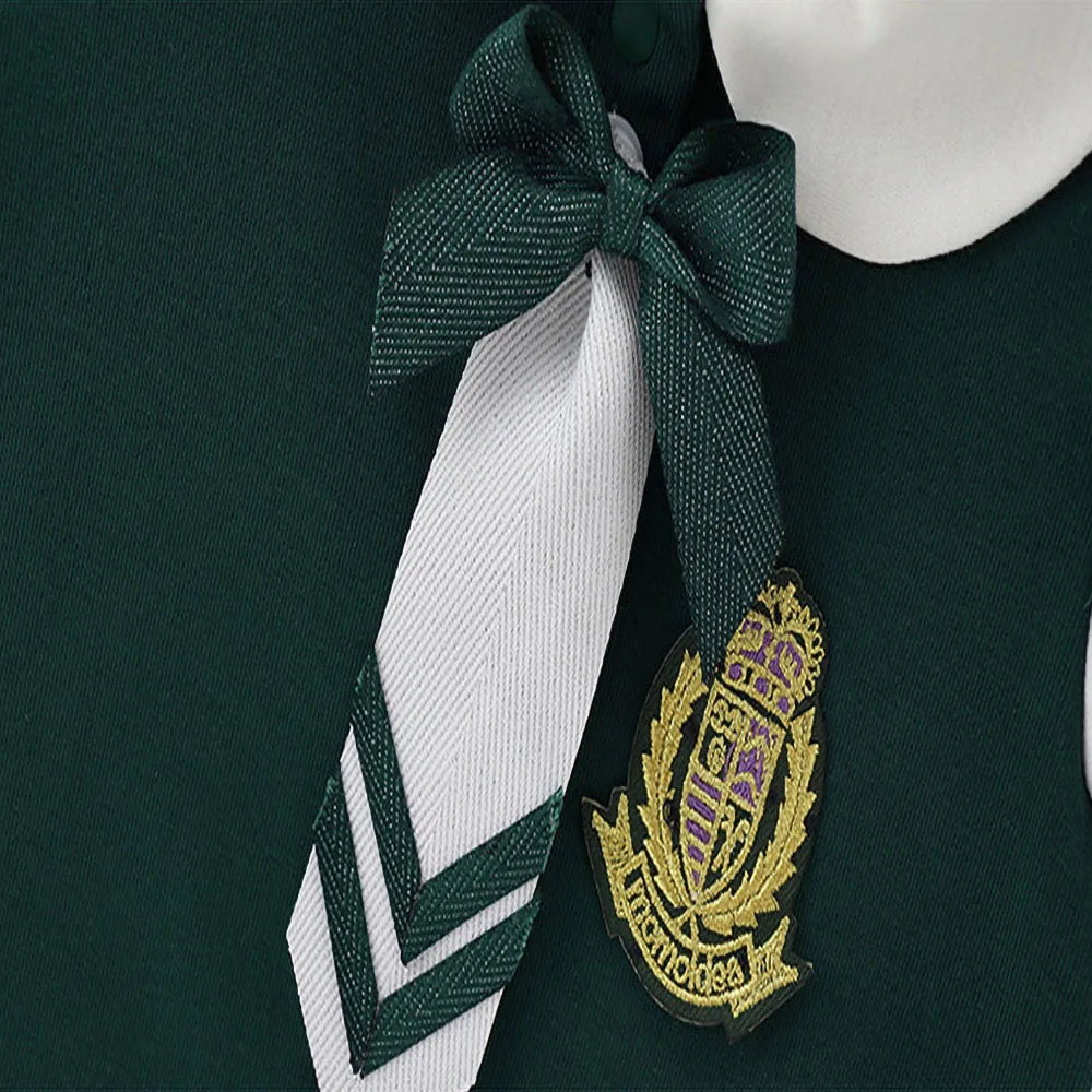 

British Style Baby Cotton Clothes Spring and Autumn Long-Sleeved Casual Green Single-Breasted College Style Tie Jumpsuit
