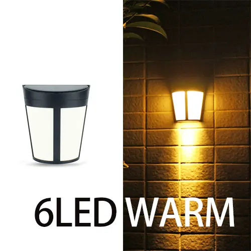 6LEDS Warm 1 шт. высококачественный настенный светильник солнечный светильник 6 светодиодный уличный садовый настенный светильник для двора ландшафтный светильник холодный белый теплый RGB сменный - Испускаемый цвет: 6LEDS Warm