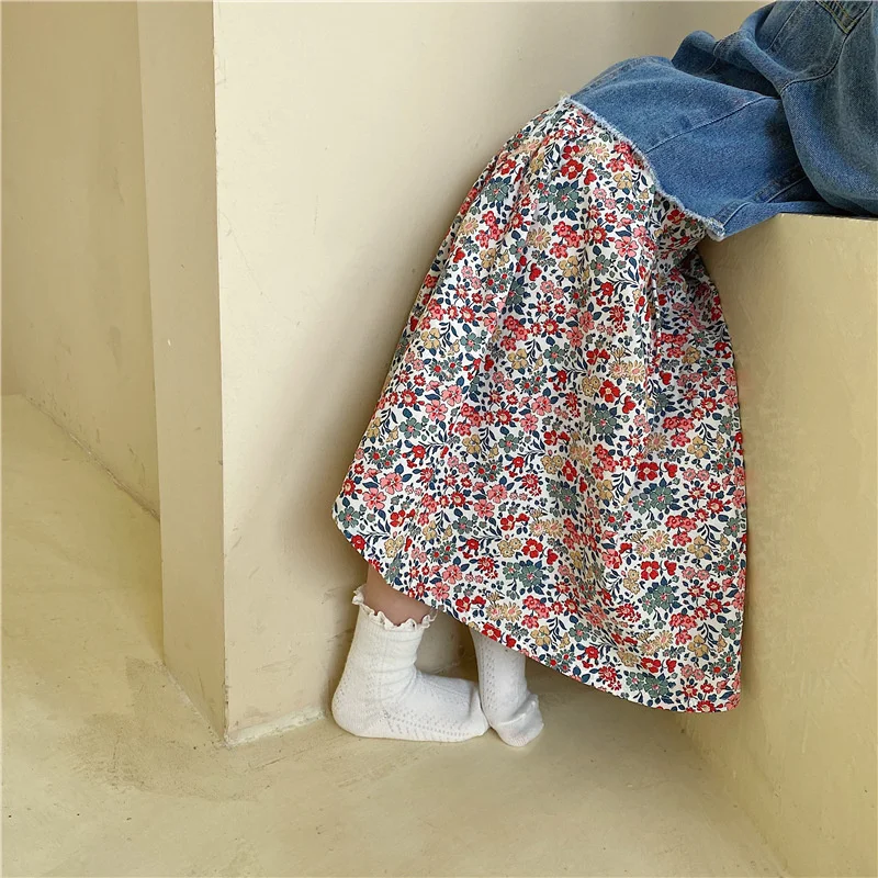 

Girls Skirts Spring Summer Cute Floral Ankle-length Skirts For Baby Girls Korean style Kids Children Cotton Casual Skirt Clothin
