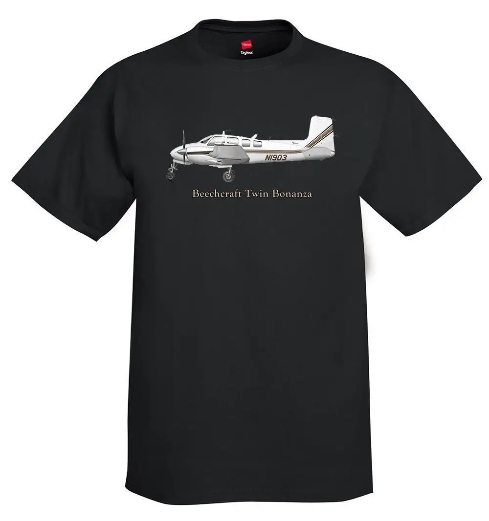 

New Summer Fashion Men T Shirt Simple Cotton T-Shirt Beechcraft Twin Bonanza Airplane T-Shirt - Personalized With Your Tee Shirt