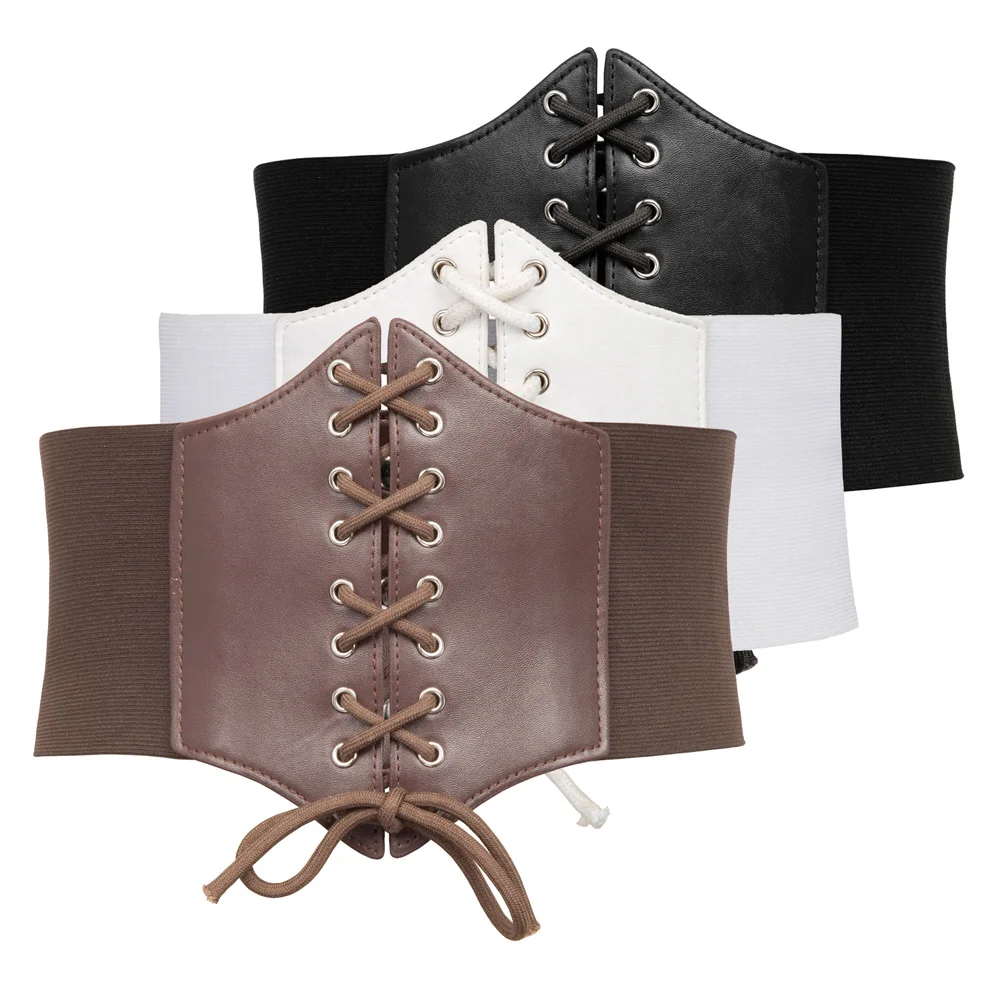 

Grace Karin 2pcs-Pack 19cm Wide Corset Belt Cincher Stretchy Lace-up Gothic Punk Party Club Elastic Waist Belt Waistband Women