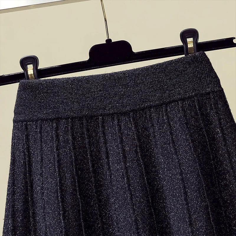 3xl Большие размеры Длинные юбки для женщин женские офисные миди юбки faldas negras осень зима вязаные юбки женские A5542