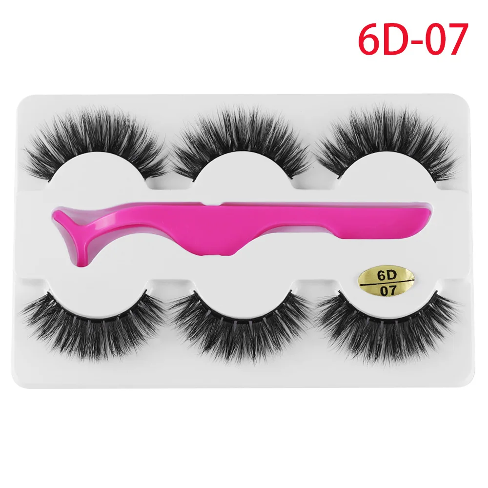 3 пары накладных ресниц пушистые тонкие 3D 6D натуральные длинные толстые