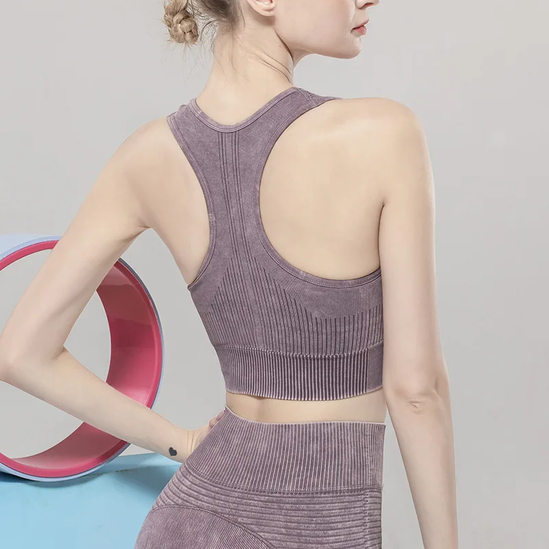 

Seamless Sports Bra Breathable Gathered Yoga Clothes Printed High Elastic Fitness Vest for Women