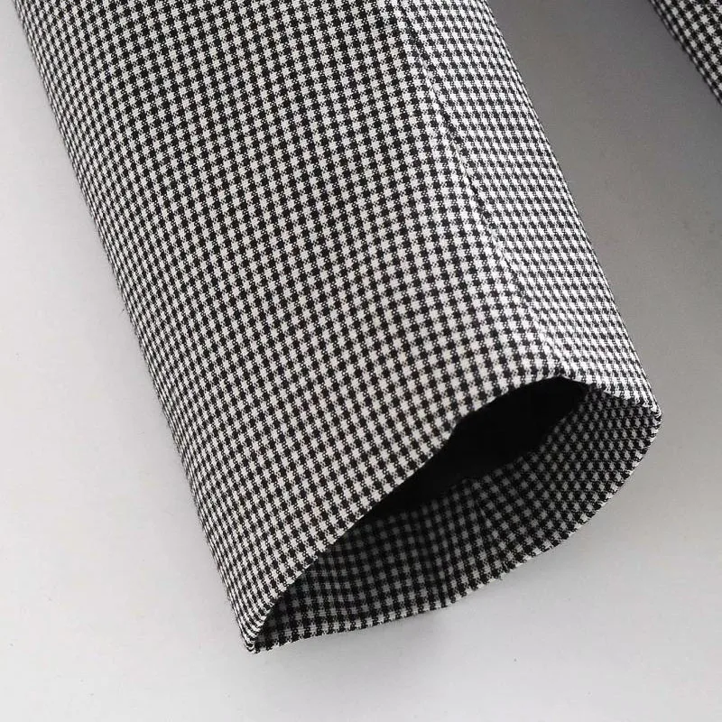 

SeeBeautiful Casual Plaid Loose Blazer Coat Notched Long Sleeve Double Breasted Pockets New Fashion 2021 Spring Women M964