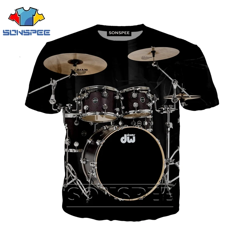 Anime 3d print funny music t shirt Men Women fashion t-shirt drum set sexy kids Harajuku top tee Funny shirts homme tshirt A48