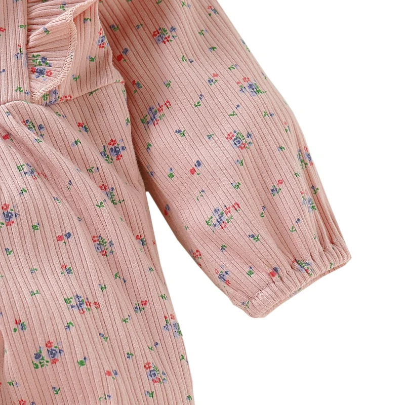 

Autumn Baby Girl Casual Clothes Floral Print Cute Romper Infant Flare Long Sleeve Children Rompers Jumpsuit Outfits
