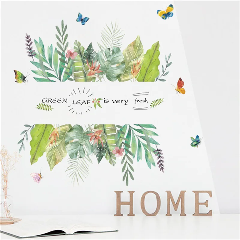 Нордический стиль свежий лист дверь украшение наклейка гостиная спальня DIY