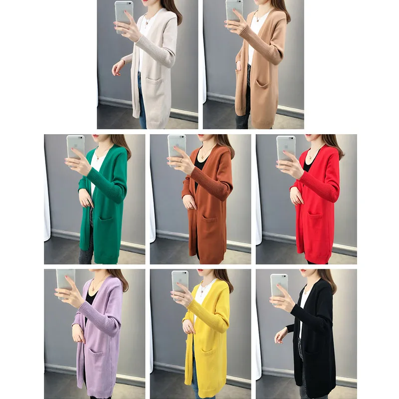 OHRYIYIE Women Long Cardigan Female 2019 Autumn Winter Sweater Sleeve Knitted Cardigans For Coat jumper WS124 |