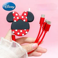 disney mickey mouse minnie silicone data cable three in one charging cable universal fast charging for mobile phones