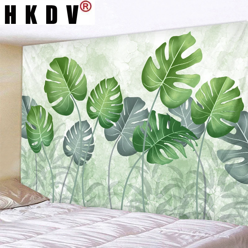 HKDV листьев растений гобелен настенные коврики стене висит ткань настенная