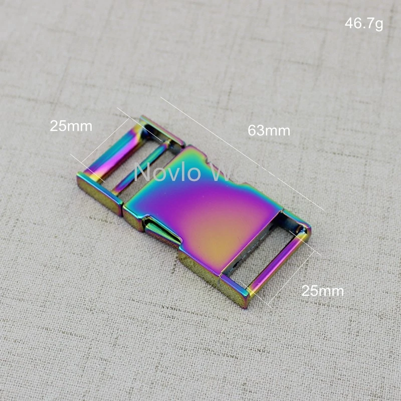 Мир Nolvo 5 20 100шт 65x25мм 1 дюйм переливчатая Радуга Отделка Боковая Пряжка для собак