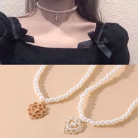 heart shape cross pendant pearl necklaces for women teens girls temperament elegant wedding party daily fashion jewelry
