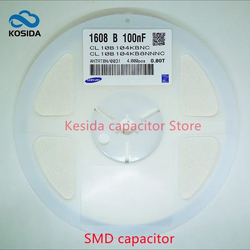 Керамический конденсатор 4000 шт./лот 0603/1608 104K 100NF 0 1 мкФ 10% 50V X7R SMD MLCC CL10B104KB8NNNC новый и