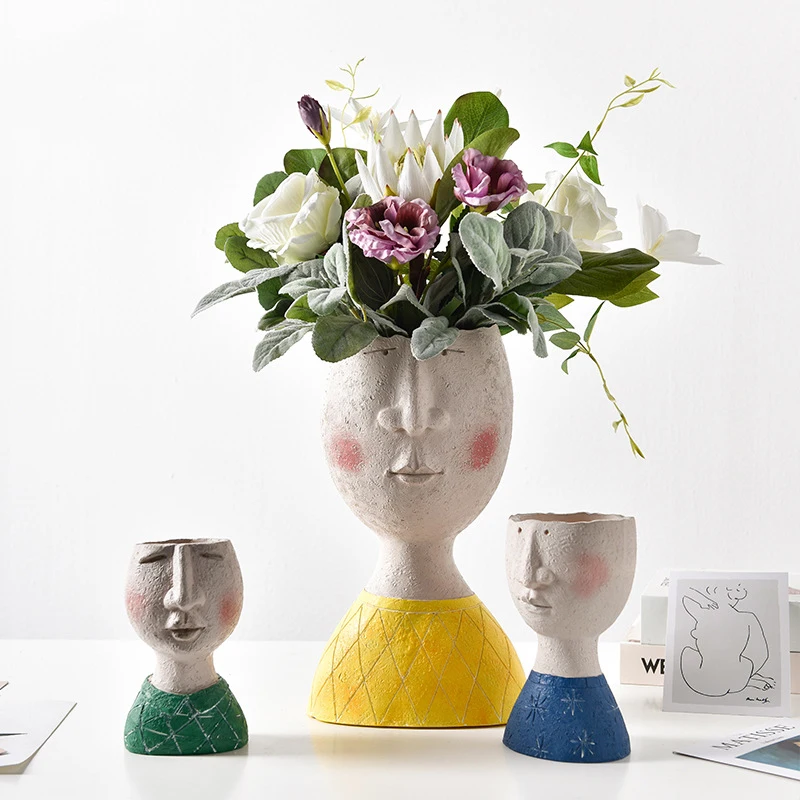 Художественного портрета ваза смолы человеческая голова цветочный горшок