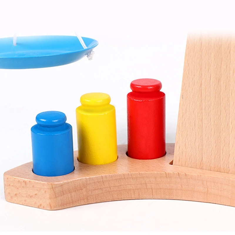 

Montessori Wooden Balance with Weights Toys for Kids Early Education Learning Toys Pretend Kitchen & Measuring Playset