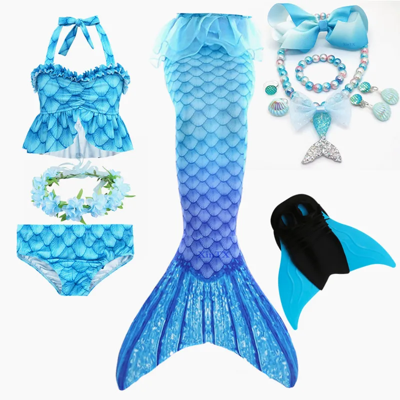 Детский костюм Русалочки купальный с хвостом хвост ласты для косплея вечеринки в