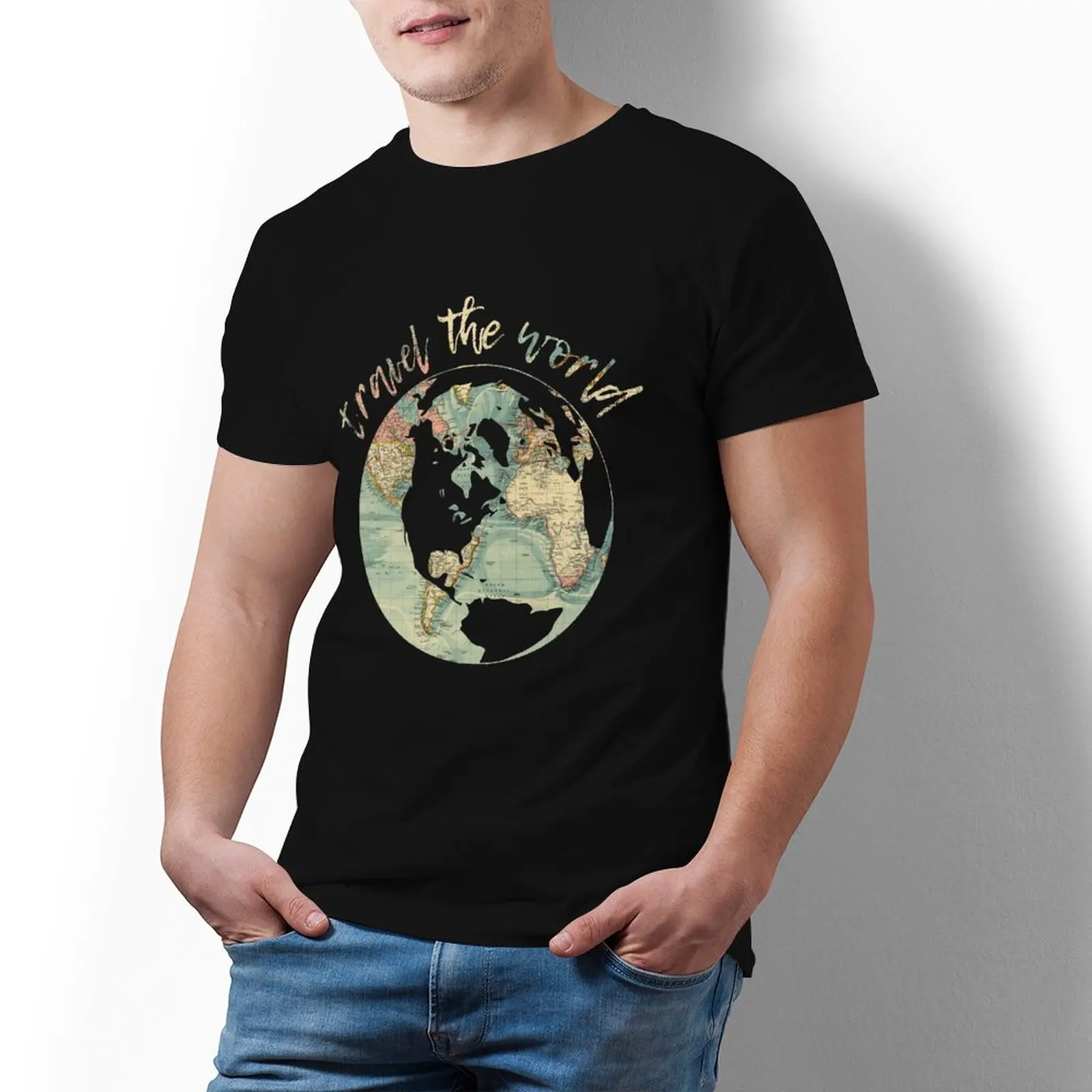 

Футболка с картой потрясающая Классическая футболка из 100 хлопка футболка с коротким рукавом с принтом Мужская футболка