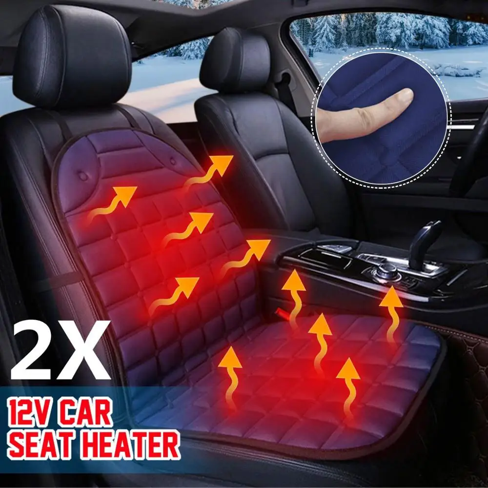 2PCS Blue 12 В Unversal подогреваемый Чехол подушки сиденья автомобиля для зимы теплая зимняя Бытовая Подушка cardriver Подогрев сиденья Подушка для VW - Название цвета: 2PCS Blue