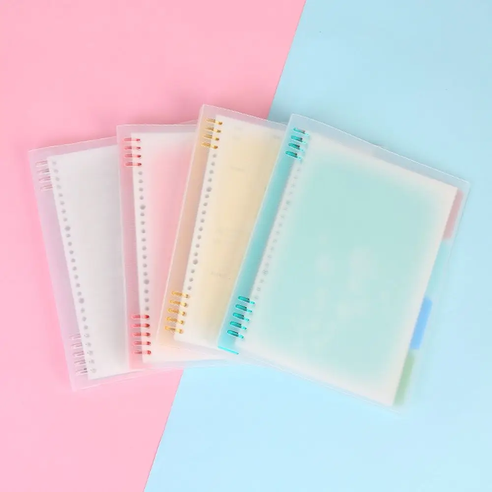 

9-Hole A4 Candy Color Loose Leaf Notebook Cover Plastic B5 Notebook Refill Case Cover Simple Frosted Notebook Shell