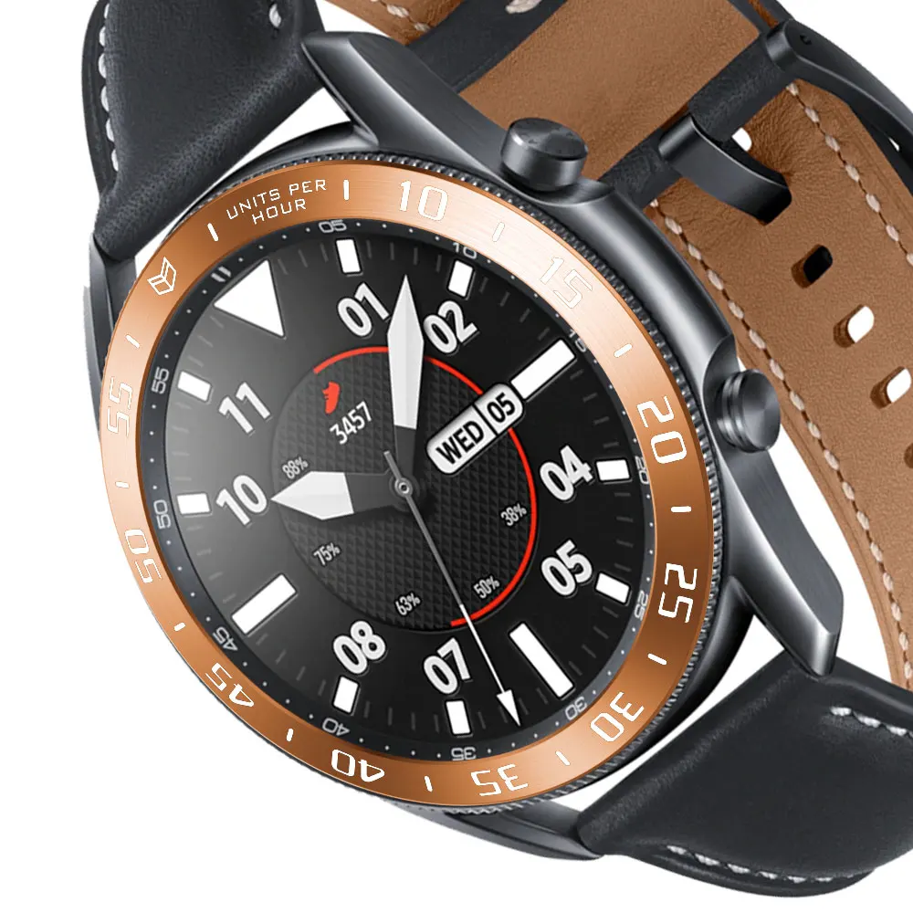 Фото Стальной ободок с кольцом, чехол для Samsung Galaxy Watch 3, 45 мм, 41 мм, ремешок, клейкий чехол, умные часы, металлический Стайлинг, аксессуары для часов №4