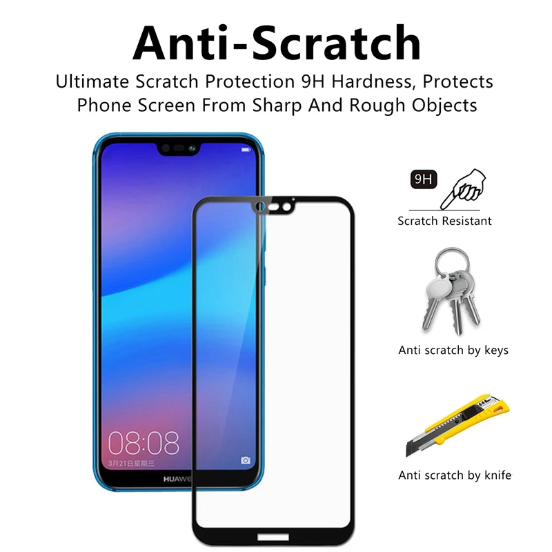 Защитное стекло 2 в 1 для Huawei P20 Lite закаленное Hauwei P 20 light протектор экрана P20Lite