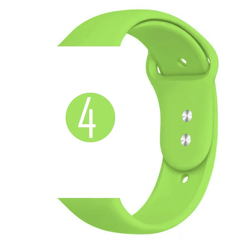 4 Green Цветной мягкий силиконовый спортивный ремешок для Apple Watch Series 5 4 3 2 1 38 мм 42 мм резиновый ремешок для часов iWatch 5 4 40 мм 44 мм - Цвет ремешка: 4 Green